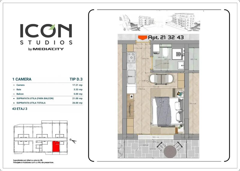 Mosilor 6% discount - garsoniera in ansamblul ICON Studios, zona Mosilor.